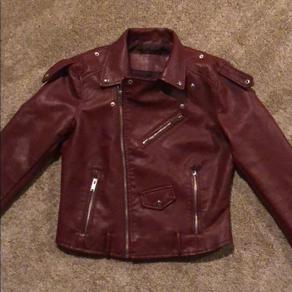 Dark red leather jacket